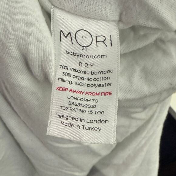 Baby Mori Clever Year Round Sleep Sack 1.5 TOG Grey White 0-2Y - Picture 3 of 5